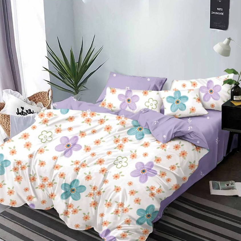 lenjerie alb mov cu floricele colorate lenjerie alb mov cu floricele colorate