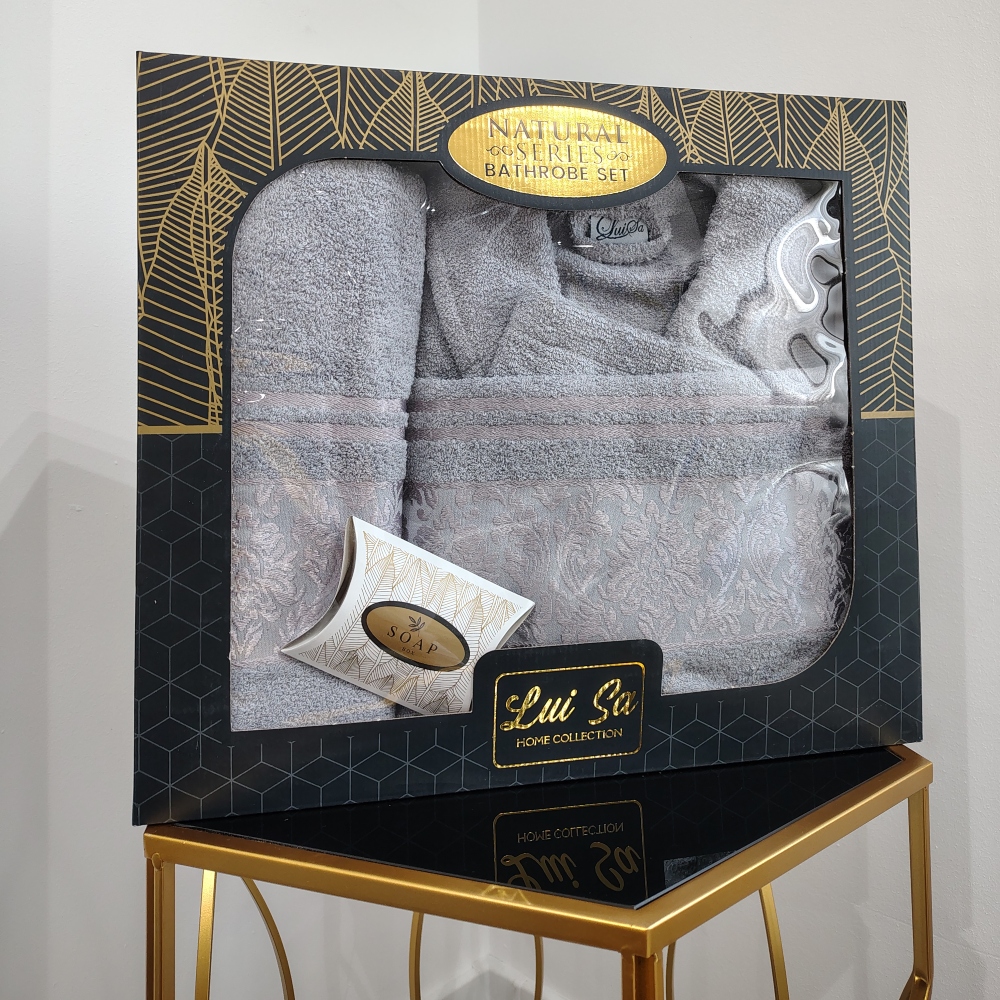 set halat de baie gri set halat de baie gri