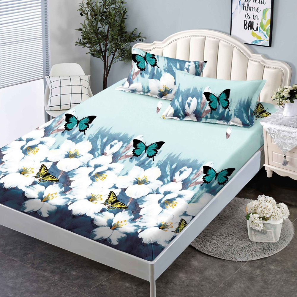 husa de pat 160 bleu cu flori husa de pat 160 bleu cu flori