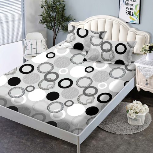 husa de pat 160 gri cu cercuri
