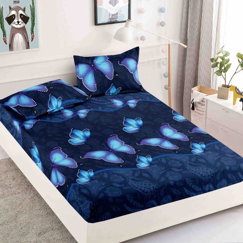 husa finet albastra cu fluturi bleumarin