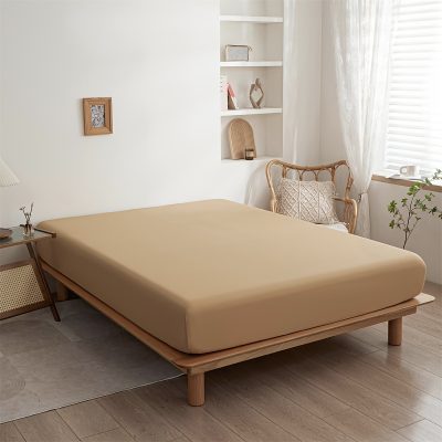 husa de pat cu elastic tip jersey bej