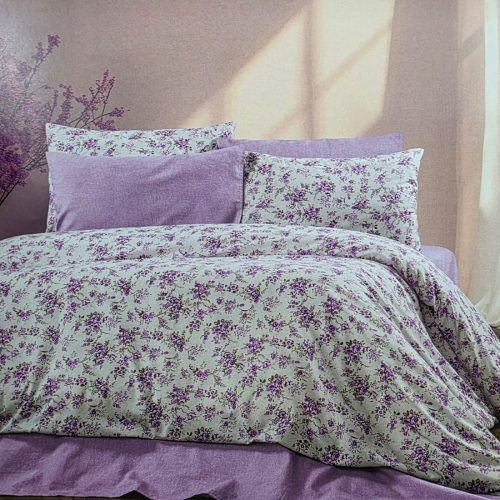 lenjerie alb lila cu flori mici