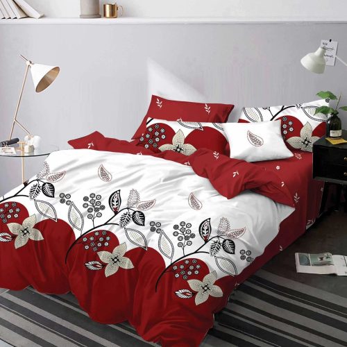 lenjerie alb rosie cu frunze