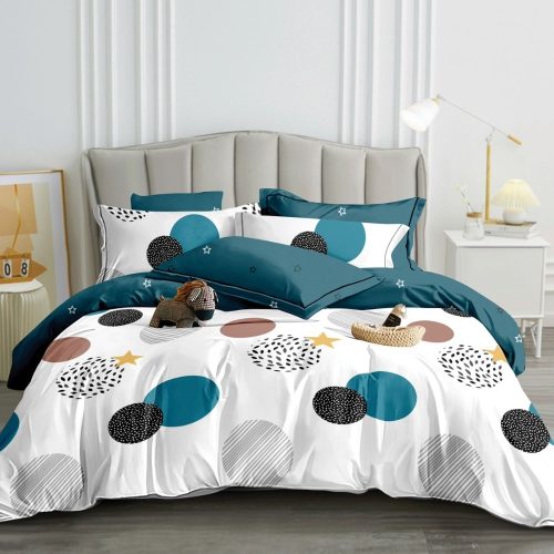 lenjerie alba cu buline turcoaz