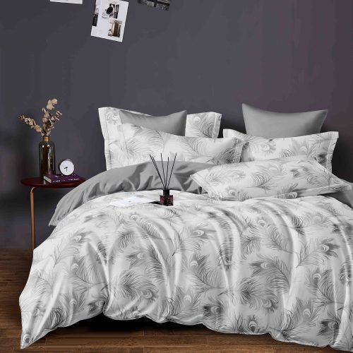 lenjerie alba cu pene gri