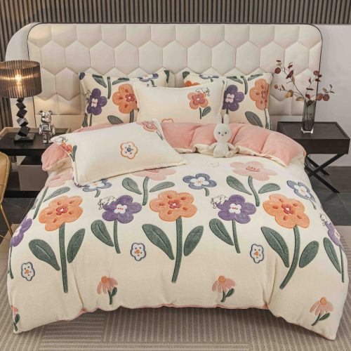 lenjerie cocolino cu elastic cu flori mari colorate