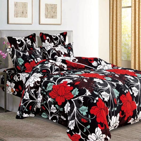 lenjerie cocolino cu elastic neagra cu flori rosii_albe