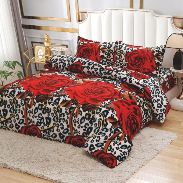 lenjerie cocolino multicolora cu trandafiri rosi