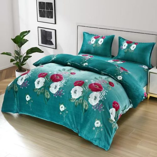 lenjerie cocolino verde cu flori