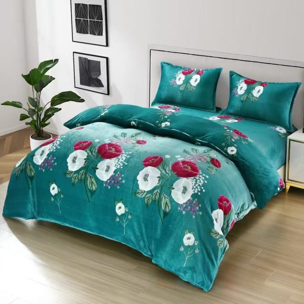 lenjerie cocolino verde cu flori