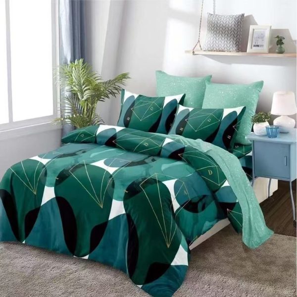 lenjerie cocolino verde cu forme geometrice