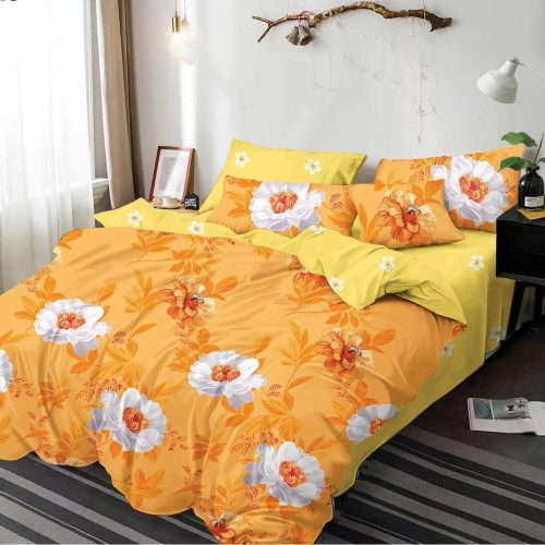 lenjerie pucioasa portocalie flori albe