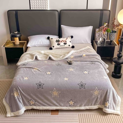 patura cu blanita gri cu stelute