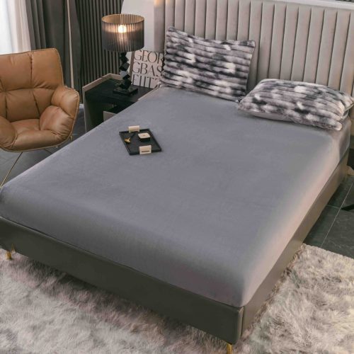 lenjerie cocolino cu dungi cearceaf cu elastic - alb gri cearceaf