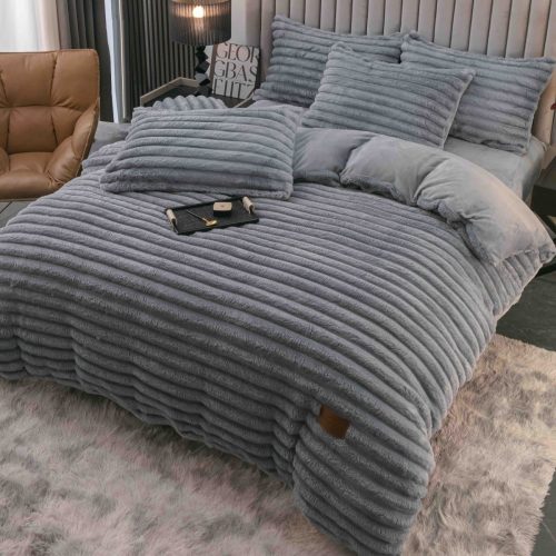 lenjerie cocolino cu dungi cearceaf cu elastic - gri