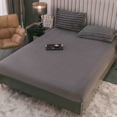 lenjerie cocolino cu dungi cearceaf cu elastic - gri inchis cearceaf