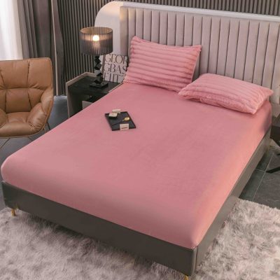 lenjerie cocolino cu dungi cearceaf cu elastic - roz pudra cearceaf