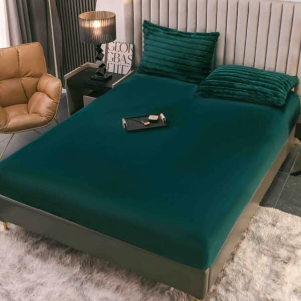 lenjerie cocolino cu dungi cearceaf cu elastic - verde inchis cearceaf