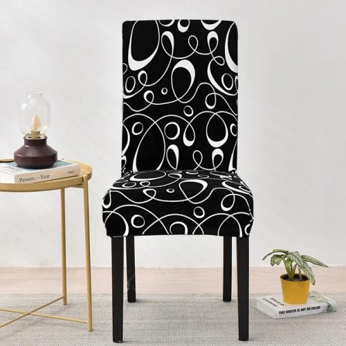 husa scaun neagra cu ornamente