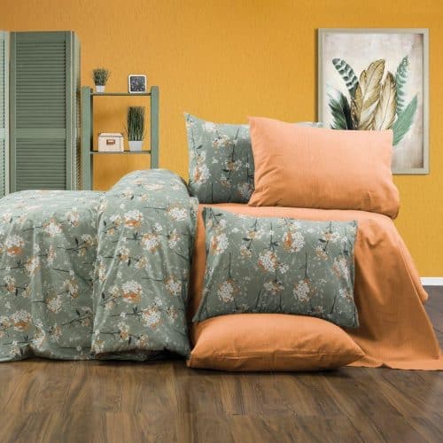 lenjerie de pat bumbac ranforcegri cu flori albe