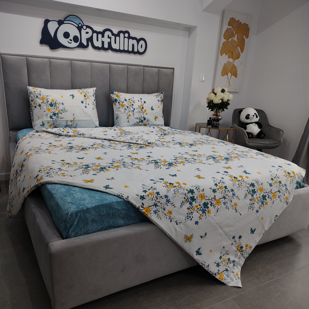 lenjerie de pat ranforcealba cu fluturasi lenjerie de pat ranforcealba cu fluturasi
