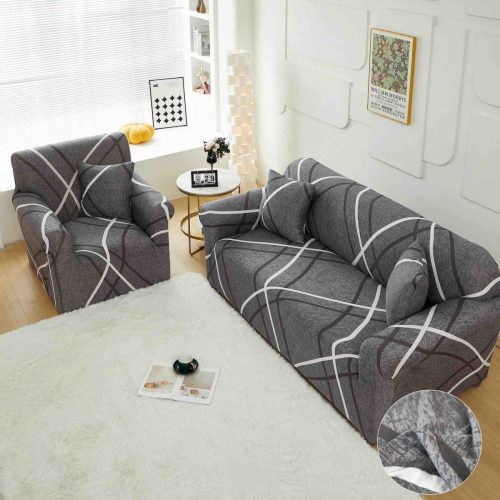 husa canapea gri cu dungi