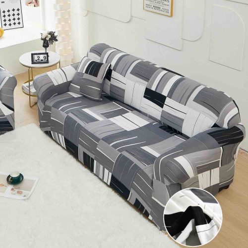 husa canapea gri model abstract single