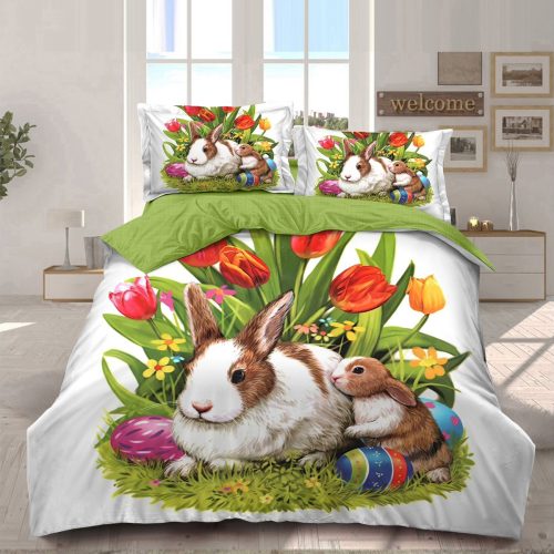 lenjerie de paste model 7 - cu iepuras natural pe iarba