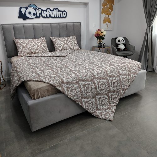 lenjerie de pat bumbac ranforce maro cu ornamente