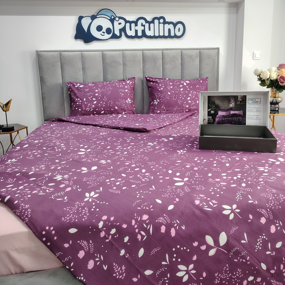 lenjerie de pat ranforce mov cu flori lenjerie de pat ranforce mov cu flori 1