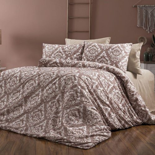 lenjerie din bumbac ranforce maro cu ornamente royal