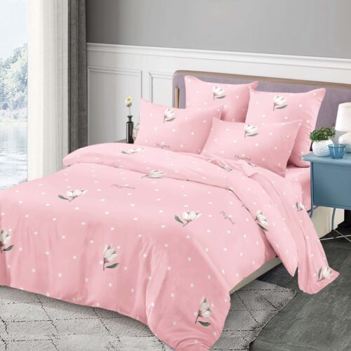 lennjerie de pat material finetroz cu floricele