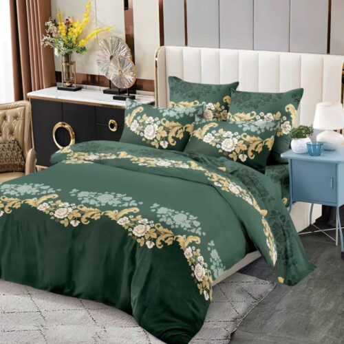 lennjerie de pat material finetverde cu ornamente