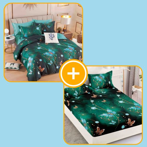 pachet lenjerie si husa de pat 2 persoane