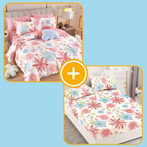 pachet lenjerie si husa de pat 2 persoane