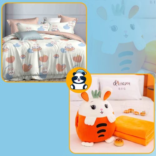 Pachet lenjerie 1 persoana si carot bunny