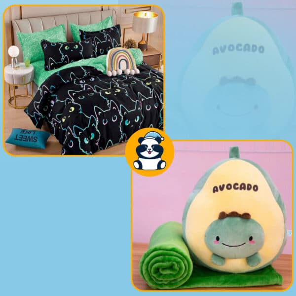 Pachet lenjerie 1 persoana si jucarie avocado