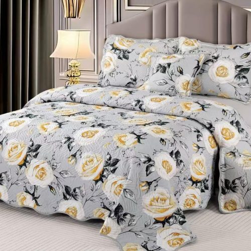 cuvertura gri cu trandafiri aurii