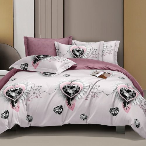 lenjerie bej roz pudra cu inimi diamant