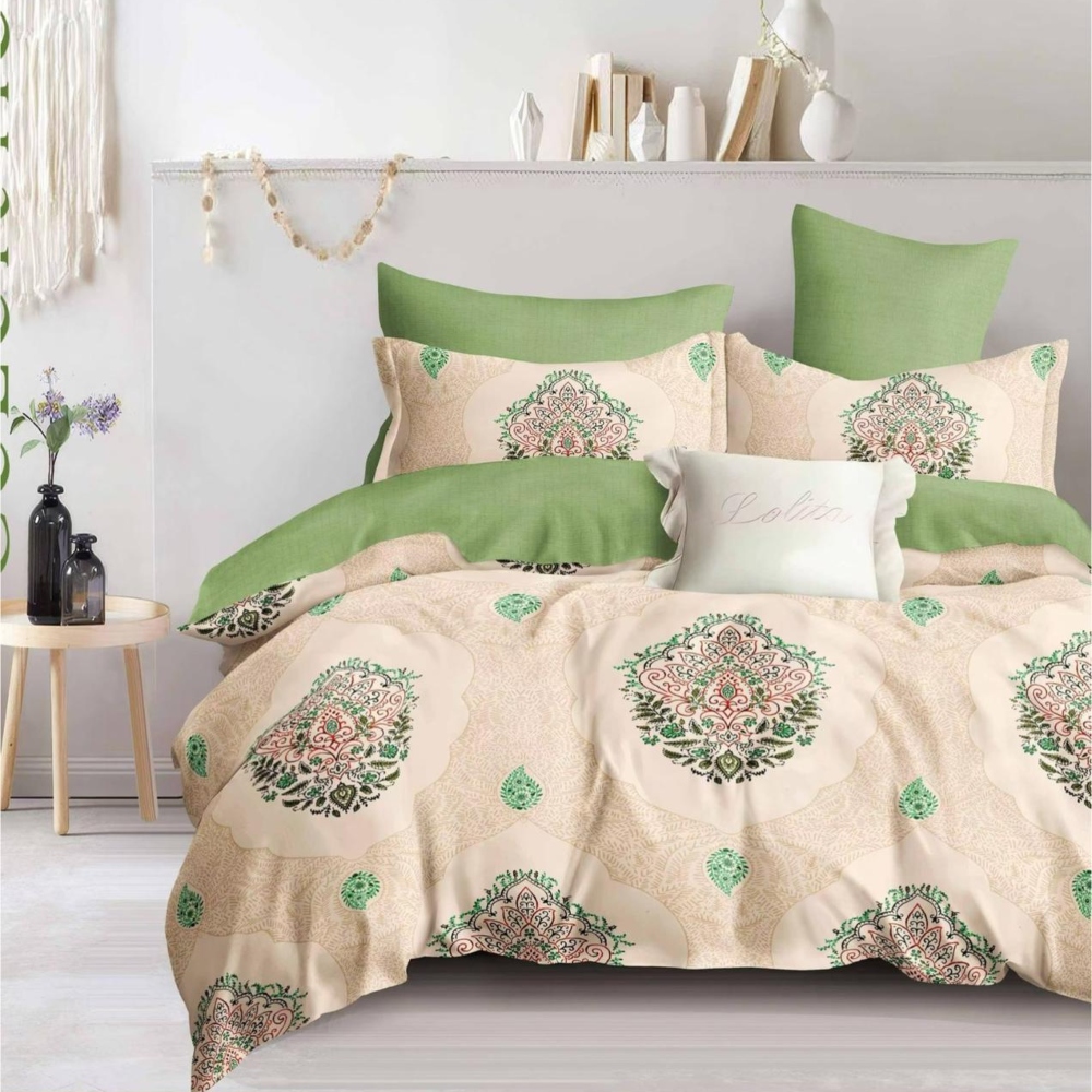 lenjerie bej verde cu ornamente lenjerie bej verde cu ornamente