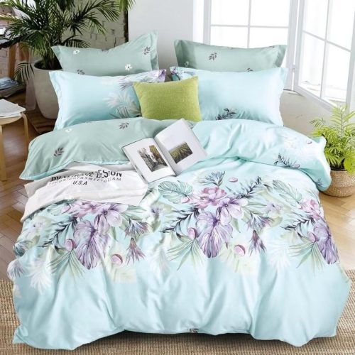 lenjerie bleu cu flori mov