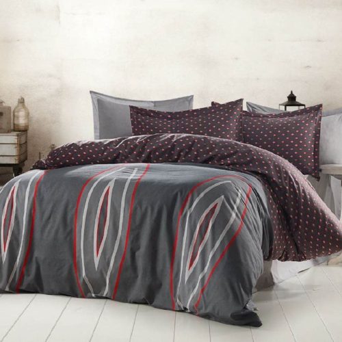 lenjerie bumbac ranforce gri cu romburi