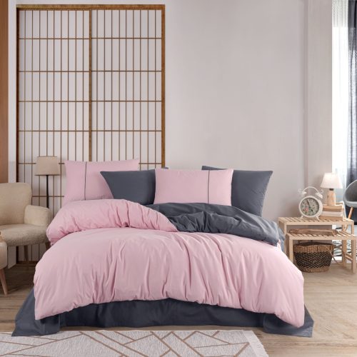 lenjerie diamond uni - bumbac 100 - roz-antracit