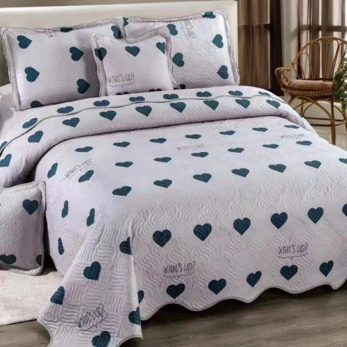 cuvertura gri cu inimioare turcoaz