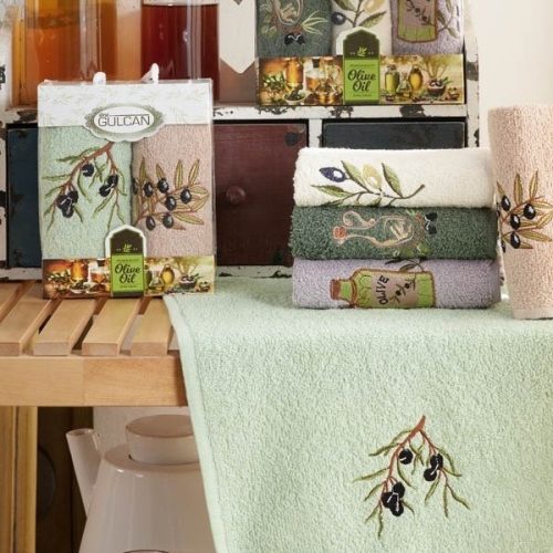 set 2 prosoape bucatarie masline
