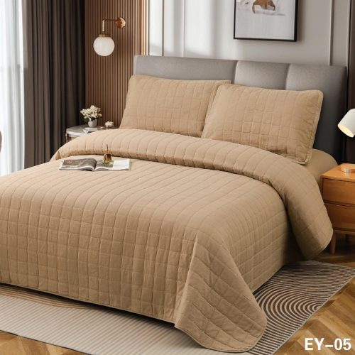 Cuvertura de pat si husa cu elastic bej