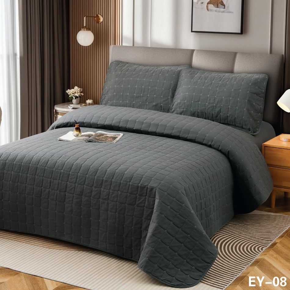 Cuvertura de pat si husa cu elastic gri inchis Cuvertura de pat si husa cu elastic gri inchis