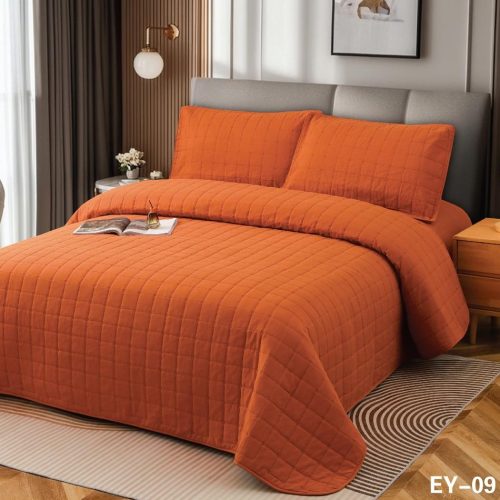 Cuvertura de pat si husa cu elastic portocaliu