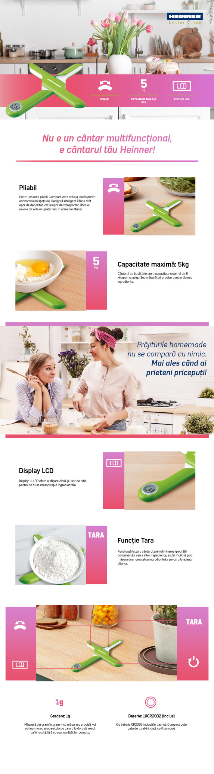 cantar bucatarie pliabil HKS-FD5GR prezentare